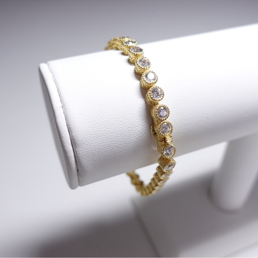 Judith Ripka 14K Gold Clad Sterling Silver 925 & Diamonique CZ Tennis Bracelet
